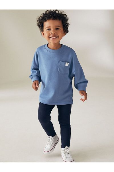 Next Baby Cotton Blue Long Sleeve Bottom Top Set