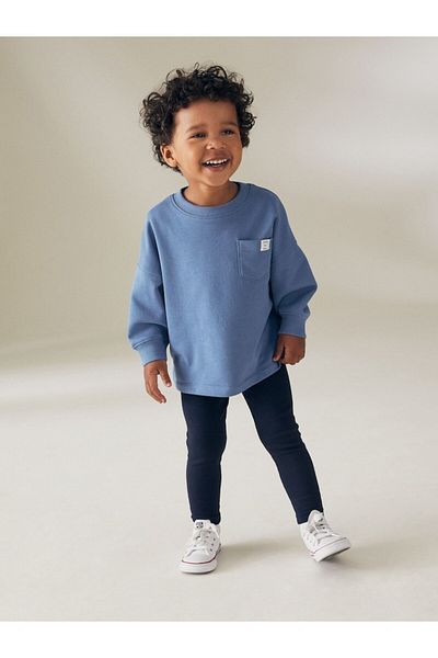 Next Baby Cotton Blue Long Sleeve Bottom Top Set