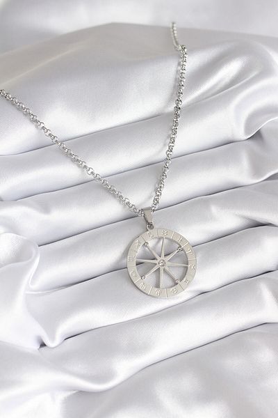 Skygo 316L Steel Silver Color Zircon Stone Dream Catcher Model Horoscopes Engraved Detail Women's Necklace - Tj-Bko8272