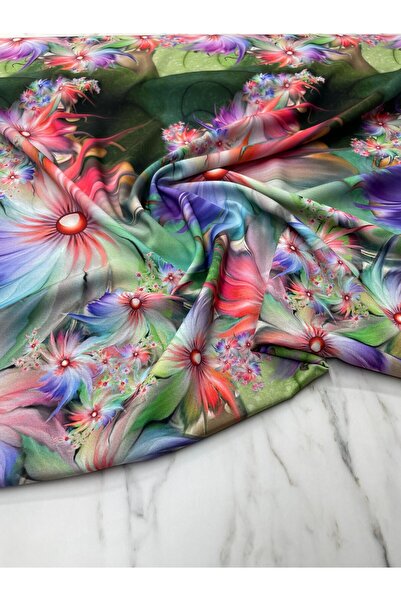 ipekkumaş Lilyum Desen Elbiselik Gömleklik Krep Kumaş Ürünümüz Adet Olarak Sa...