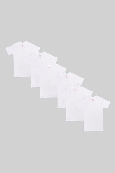 Ceylanoğlu Ribbed Crochet Half Sleeve Children's Undershirt 6 Pack Gkc331 Girl