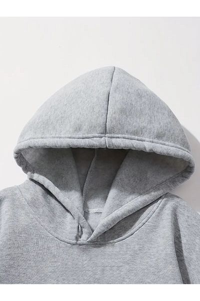 Pink Sky Gray Oversize Hooded Silly Goose Printed Sweatshirt