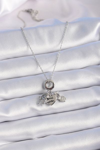 Skygo 316L Silver Color Child Figure Charm Necklace with Zircon Stone Detail - Tj-Bko9323