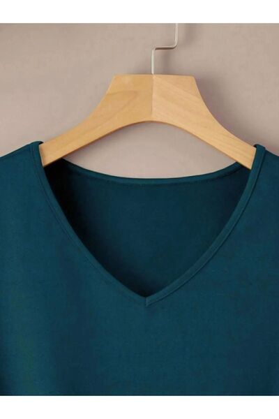 SUPER POZE Γυναικείο μπλουζάκι με λαιμόκοψη σε V με λουλούδια