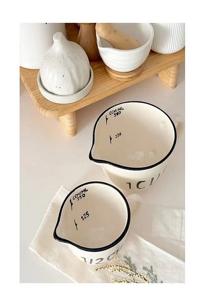 GoldenKitchen Set of 2 Ceramic Measuring Cups Mug 250 Ml/500ml