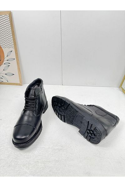 İmerShoes Ανδρικές μπότες από γνήσιο δέρμα μεγάλου μεγέθους με γούνινα παπούτσια εσωτερικά 45 46 47
