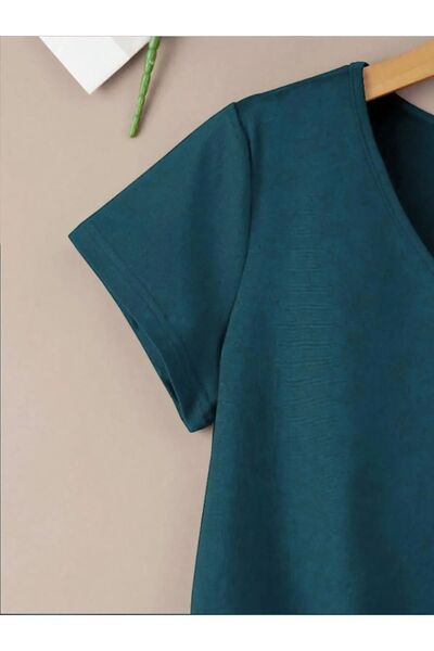 SUPER POZE Γυναικείο μπλουζάκι με λαιμόκοψη σε V με λουλούδια