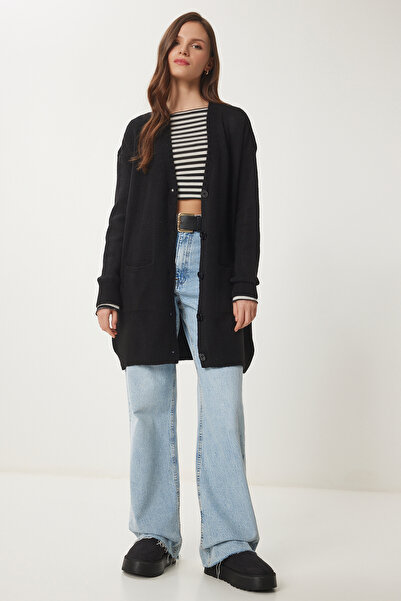 Lovelyİstanbul V Yaka Triko Hırka SİYAH LHİ0001