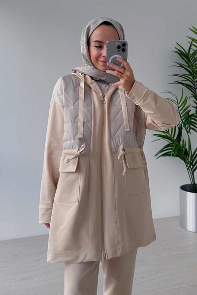Ka Hijab Beige Hijab Set of 2 - Double Pocket, Rope Binding, Two Thread