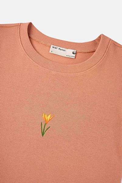 WWF Market Istanbul Çiğdemi Rib Crop T-Shirt - Salmon Color
