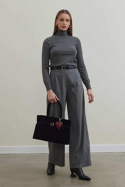 Tailors Room Anthracite Color Cotton Single Pleated Trousers