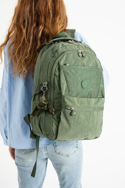 571 Collections Çanta Unisex Green Ultra Light Crinkle Backpack - Πολλαπλές τσέπες (Μοντέλο: 571-3A)