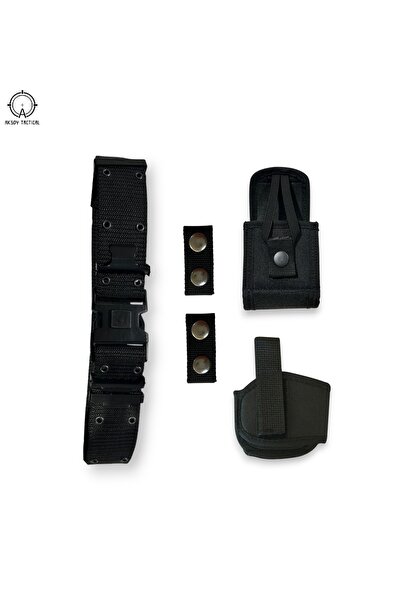 a+ aksoy tactical Siyah Delikli Örgü Palaska Jöak Polis Askeri Set Mini Taban...