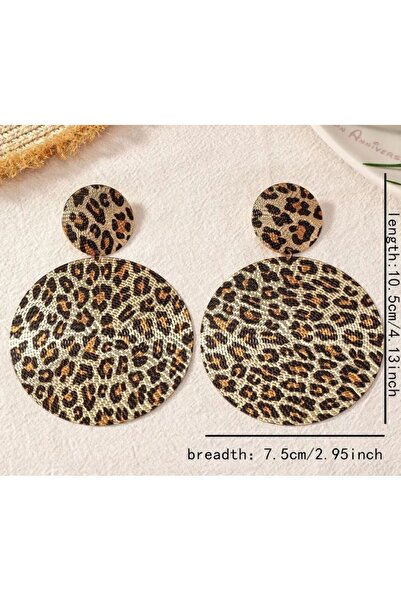 Dgt Luxury Leopar Desenli Büyük Disk Küpeler-kulak Iğnesi Paslanmaz Çelik