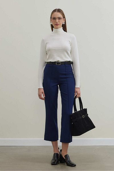 Tailors Room Flarel Grass Trousers - Navy Blue