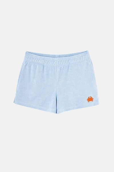 WWF Market Crab Terry Women's Shorts - Light Blue