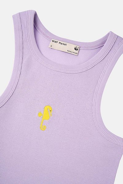WWF Market Tricou cu guler liliac cu nervuri de căluți de mare