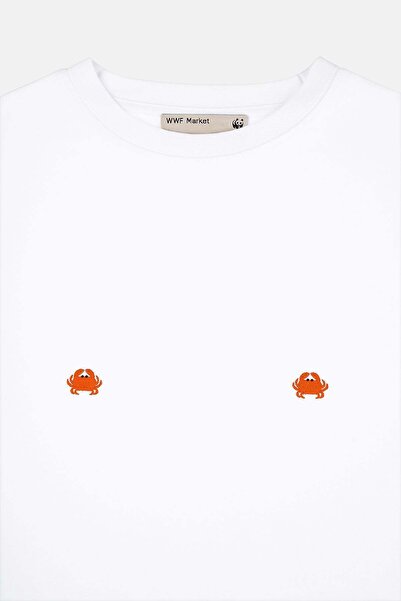 WWF Market Crabs Lightweight Crop T-Shirt - White
