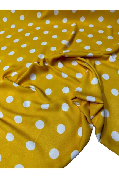 ipekkumaş قميص من قماش الكريب بنمط منقط أصفر، يتم بيع منتجنا قطعة واحدة 1 متر