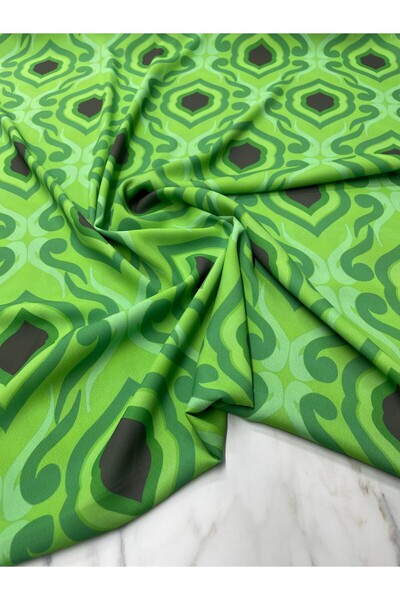 ipekkumaş قميص من قماش الكريب بنمط إيكات أخضر للبيع بالقطعة 1 قطعة 1 متر