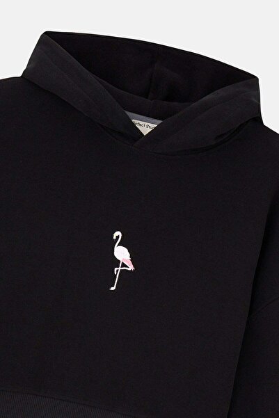 WWF Market Flamingo Supersoft Crop Hoodie - Black