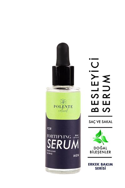 Polente Natural Men's Strengthening Serum - Strengthening Hair and Beard Serum for Men (30 ml)