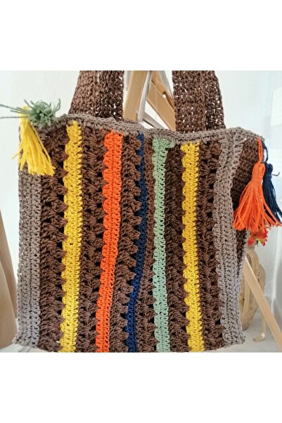 Butik El yapımı kağıt ip renkli çanta