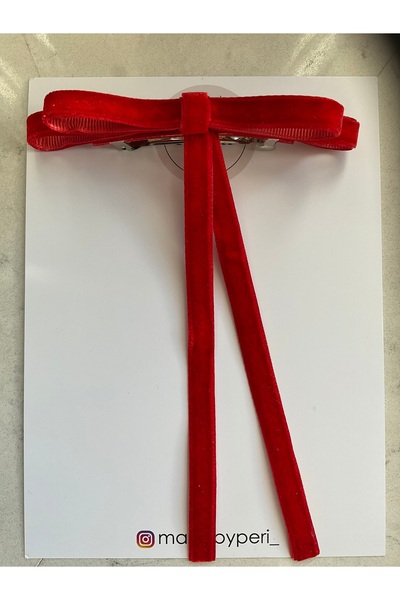 MADE BY PERİ Red Velvet - Ribbon Buckle with Double Bow and Tail