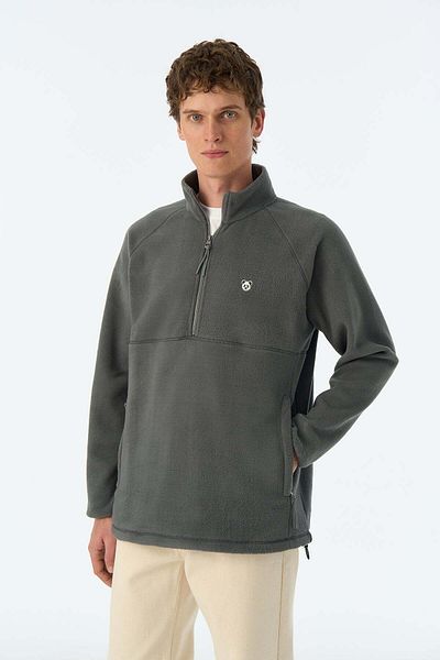 WWF Market Anthracite Panda Half-Zip Fleece