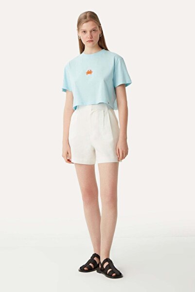 WWF Market Yengeç Lightweight Crop T-Shirt - Açık Mavi