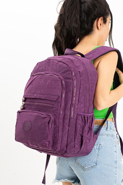 571 Collections Çanta Purple Crinkle Ultra Light Backpack - Multi-Pocket (Model: 571-3B)