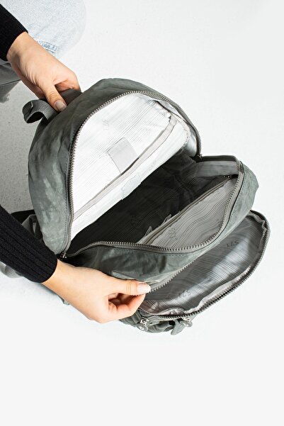 571 Collections Çanta Ultra Light and Multi-Pocket Unisex Gray Medium Size Backpack - Model: 571-3J
