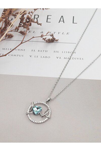 Siya Silver Zircon Stone Heart Steel Love Necklace - Love Written