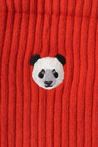 WWF Market Panda Long Towel Socks - Red