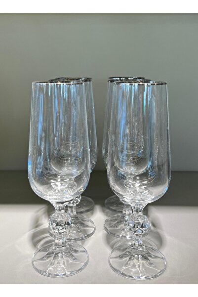 Glore Crystal Bohemia Claudia Gümüş 6'lı Kahve Yanı Bardağı- 180ml