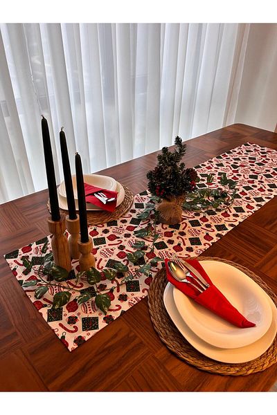 homease Πρωτοχρονιάτικο Διακοσμητικό Runner - 40x140 cm, Ανθεκτικό στους λεκέδες ύφασμα