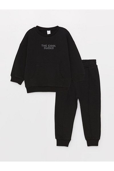LC Waikiki Crew Neck Long Sleeve Printed Baby Boy Sweatshirt and Sweatpants 2-Piece Set
