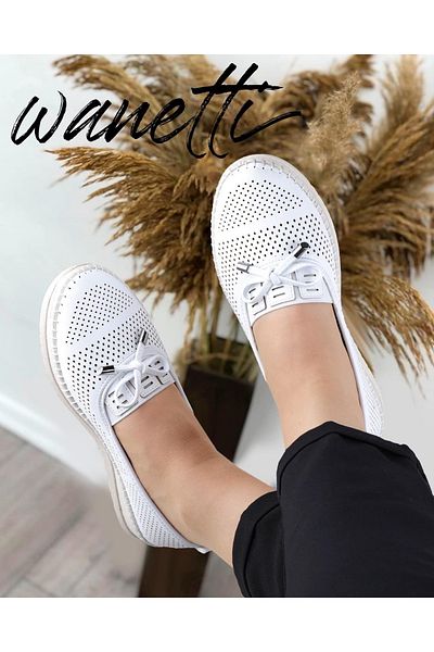 Wanetti 2541 Pantofi casual de damă cu talpă ortopedică cu gel alb