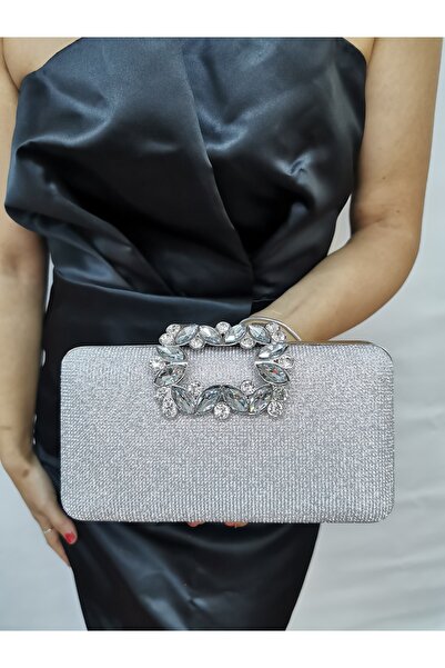 Soave Collection GEANTĂ DE SEARĂ PENTRU FEMEI BIG SILVER SHINY CHAIN, PENTRU NUNTĂ, PETRECERE DE NOAPTE