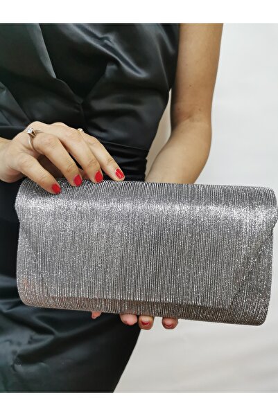 Soave Collection حقيبة سهرة نسائية ليزر بلاتينيوم سلسلة لامعة لحفلات الزفاف ا...