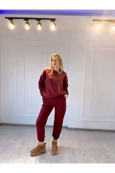 Store بدلة رياضية 3 Thread Basic Jogger - أحمر كلاريت