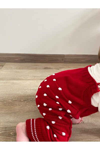 Minizade Knitwear Unisex Salopet - Set of 2 with Christmas Pattern, Father, Snap Fastener and Bodysuit