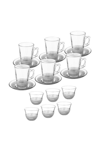 Dania 18 Piece Glass Tea and Coffee Set Iced White