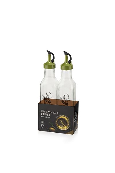 QLUX IDEAS Oil Vinegar Sauce Bowl Set of 2 Double Glass Oil Vinegar Sauce Bowl