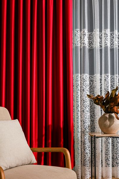 Karesi Red Sik Pleated Blackout Blackout Curtain - 1X3 Single Wing Clr636