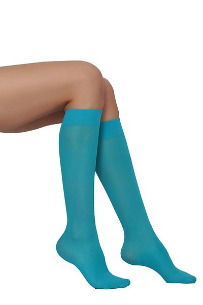 Daymod Women's Turquoise Micro 50 Opaque Medium Thick Below Knee Pants Socks