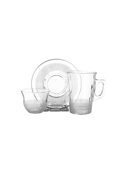 Dania 18 Piece Glass Tea and Coffee Set Iced White