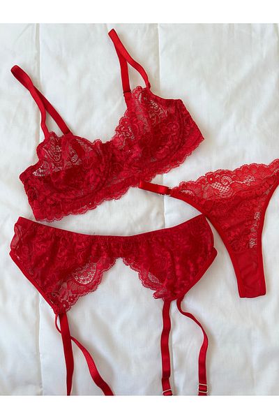 Feruzdesign Valeria Red Underwire Garter Set