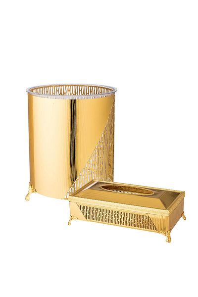 Dania Gold metal basket and napkin set