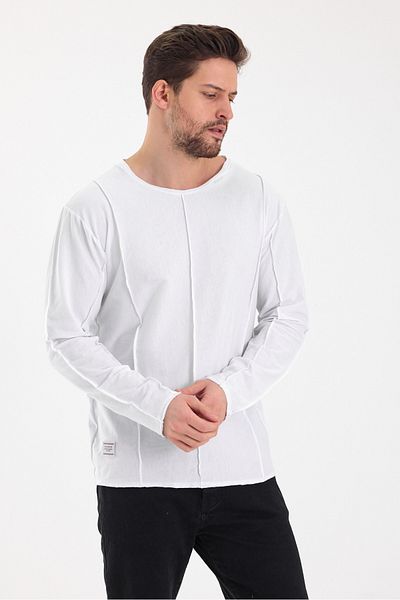 rammers Tricou cu mânecă lungă, cu guler larg, cu dungi